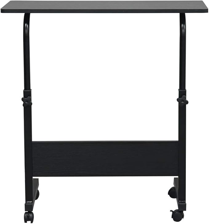 Wooden Adjustable Height Portable Laptop DeskMobile Rolling Computer DeskSofa Bedside Laptop TableHome Office Laptop Workstationwith Wheelsfor Small Spaces Bedroom Apartment (Black)