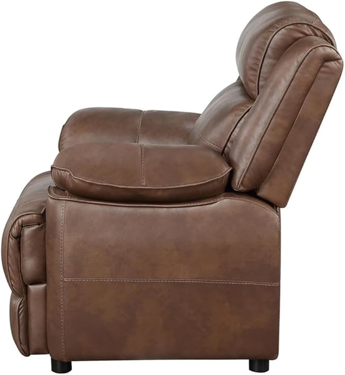Pemberly Row Faux Leather Upholstered Accent Chair Dark Brown 40.5 H x 39.75 W x 39 D Pillowtop Arms Pocket Coil Seating Foam Cushions Stationary Design for Living Room or Master Suite Use