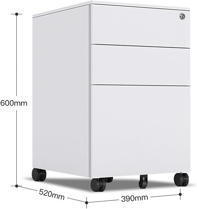 Filing Cabinets for Home Office 3 Drawer File Cabinet Rolling File Cabinet for Letter File Anti-tilt Design Office Drawer Cabinet Under with Lock Space-Saving