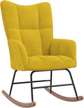 vidaXL Mustard Yellow Velvet Rocking Chair-Luxurious Modern Design Comfortable Foam-Padded Seat Soft Touch Velvet Upholstery Steel Frame with Wooden Rocking Rails