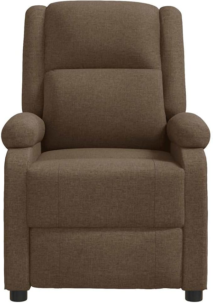 vidaXL Massage Chair Recliner with Vibration Massage - Brown Fabric Adjustable Backrest/Footrest USB-Powered Remote Control Home Living Room/Lounge