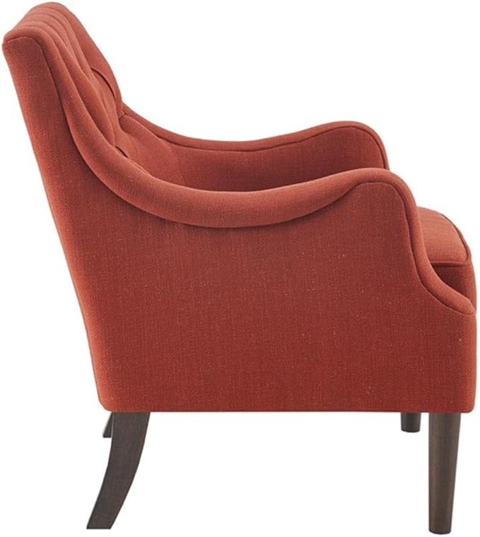 Madison Park Accent Chair for Living Room Upholstered Button Tufted Back Removable 5.75 T Seat Cushion Solid Wood Legs Modern Accent Armchair Family Room Furniture Bedroom Chair 29.25 W Spice