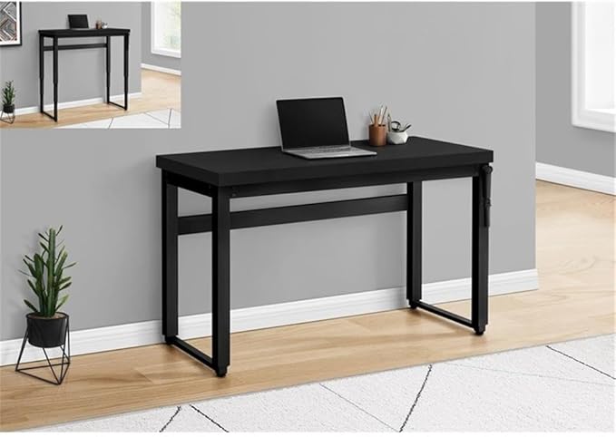 Monarch Specialties 7682 Computer Desk Home Office Standing Adjustable 48 L Work Laptop Metal Laminate Contemporary Modern Desk-48 Adj.Height 47.25 L x 23.75 W x 29.5 H Black/Black