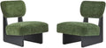 [Set of 2] Modern Beige Lounge Chair with Polyester Upholstery Sturdy Black Wood Base Stylish and Comfortable Accent Seating for Living Room (Black+Green + Polyester + Solid Wood)