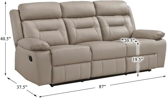 Lexicon Laconia Leather Double Reclining Sofa in Latte