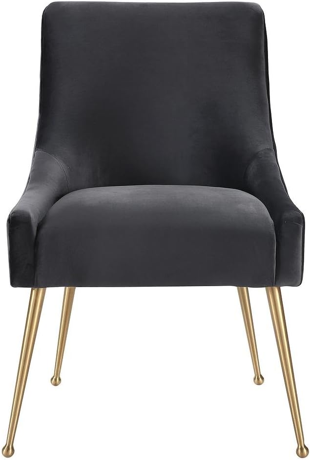 TOV Furniture Beatrix Ultra Modern Velvet Upholstered Dining Side Chair 22 Grey/Silver