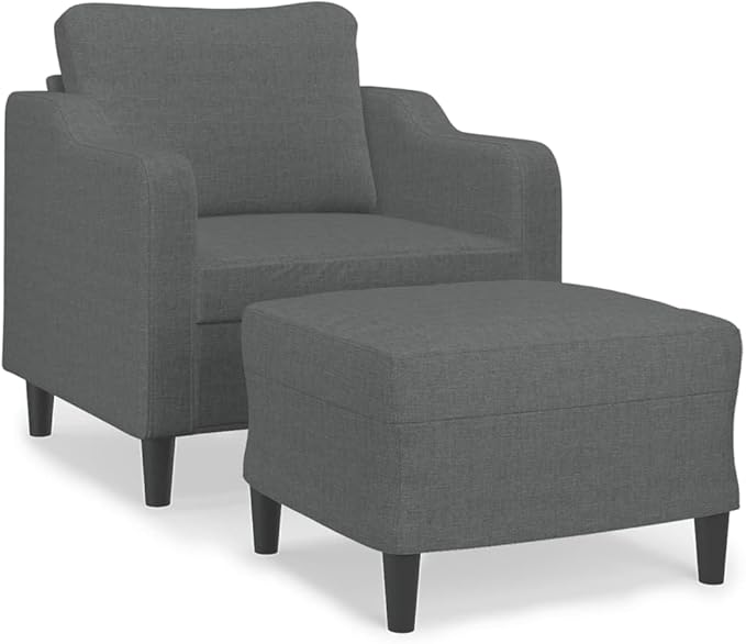 Modern Sofa Chair with Footstool Accent Chair with Ottoman Fabric Sofa Chairs Reading Chair for Living RoomChair for Bedroom Dark Gray 23.6 Fabric -18