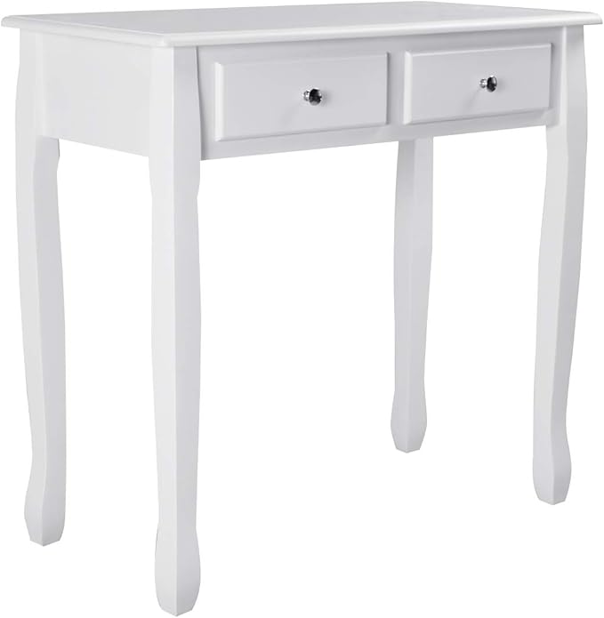 GOFLAME Writing Desk Large Storage Space with 4 Drawers Secretary Table Computer Desk Writing Table with Detachable Tabletop Organizer Suit for Home and Office Use (White)