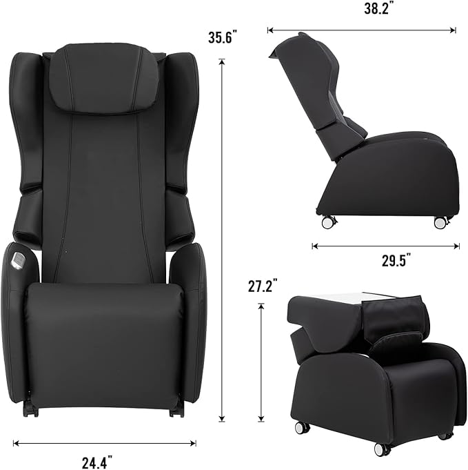 Full Body Shiatsu Massage Chair with 3-Speed Folding Backrest Electric Massage Chair Easy to Move for Living Room Bedroom Office Black