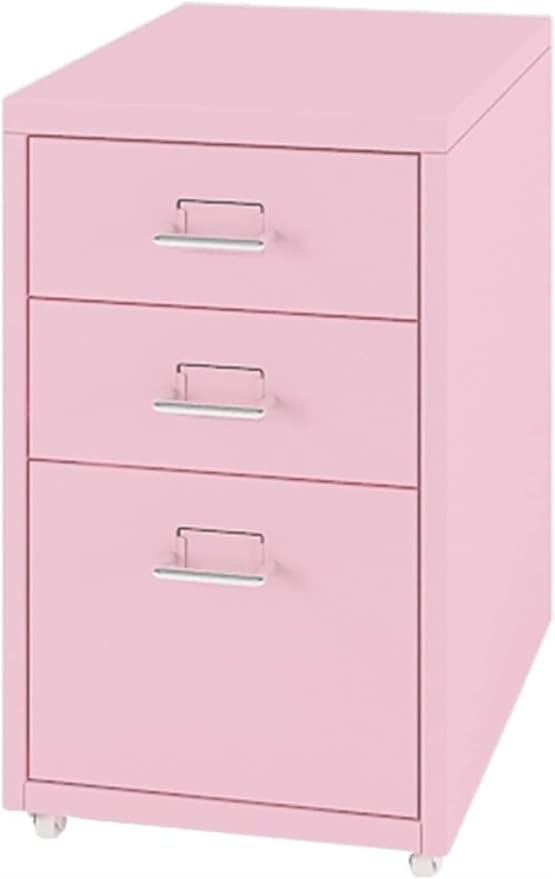 3 Drawer Mobile File Cabinet Drawer Cabinet Office Filing Cabinet Household Mobile Storage Cabinet Under Desk Storage(Color:E)