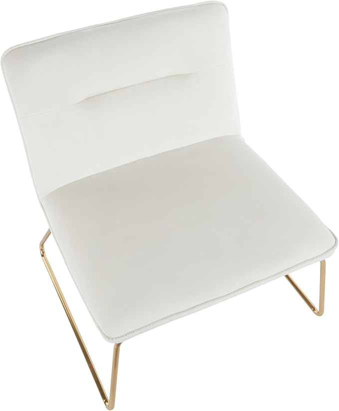 LumiSource Casper Velvet Accent Chair Armless Chair Gold Accent Chair for Living Room Comfy Chair for Bedroom Contemporary Chair