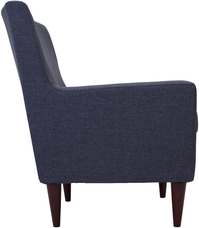 Pemberly Row Traditional Fabric Arm Chair Navy Blue Finish Woven Fabric Padded Seat Durable Construction 34.5 H x 28 W x 30 D Classic Design for Living Room or Accent Seating