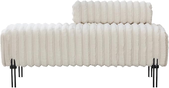 NIOIIKIT 49.6 Modern Loveseat Sofa Couch Upholstered Accent Sofa with Golden Legs and Adjustable Backrest Small Faux Fur Couches for Bedroom Living Room Compact Small Space (Beige)