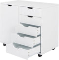 HASMI Filing Cabinet Wooden Filing Cabinet 78x40.5x68CM Single Door 5 Drawers MDF White Floor Locker Suitable for Office Home Use Storage Cabinet yuqing2022