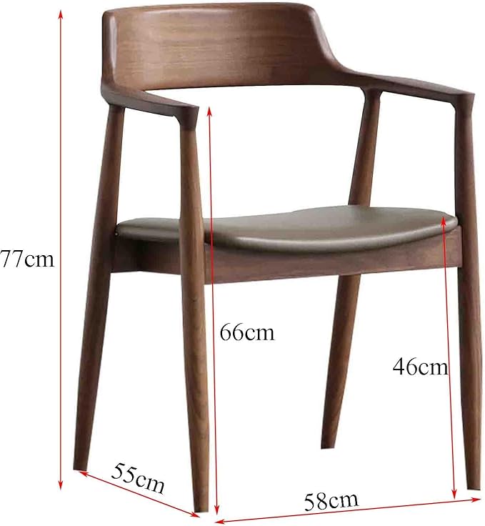 Ergonomic Solid Wood Chair Home Living Room Chair Coffee Chair Simple Armchair backrest Chair Sturdy and Durable Sitting not Tired Safety and Environmental Protection 77*58*55cm
