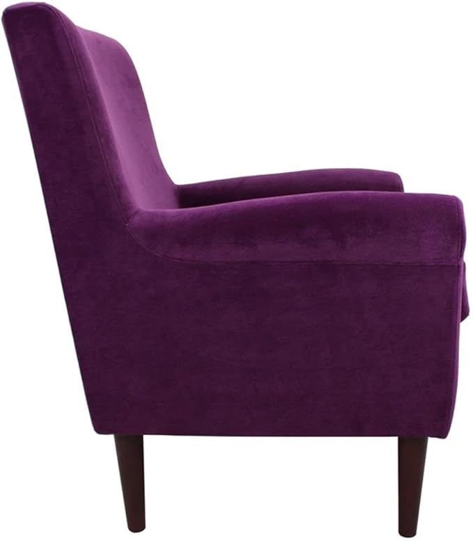Pemberly Row Fabric Rolled Arm Lounge Chair 35 H x 28 W x 30 D Purple Upholstery Contemporary Style Accent Chair for Living Room Bedroom or Office Use