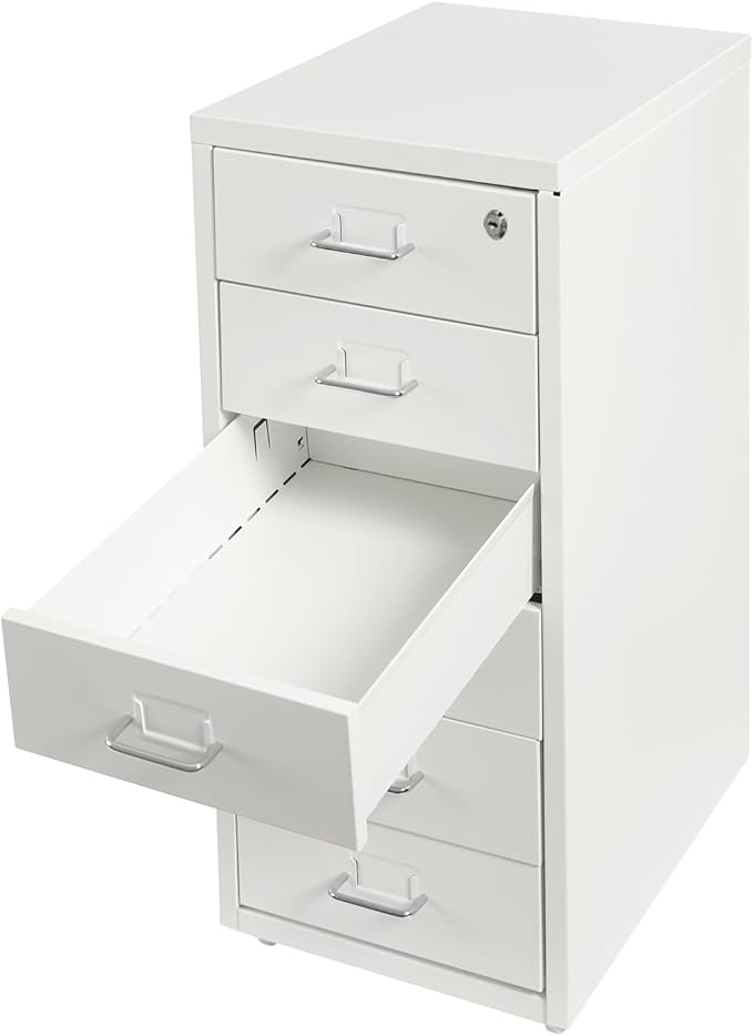 6-Drawer Vertical File Cabinet with Lock Metal Filing Cabinet Mobile Rolling Storage for Legal/Letter/A4 Files Cold-Rolled Steel Construction 17.64-22.05 lbs/Drawer (White)