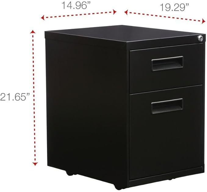 Alera ALE Two-Drawer Metal Pedestal File 14 7/8w x 19 1/8d x 21 5/8h Black