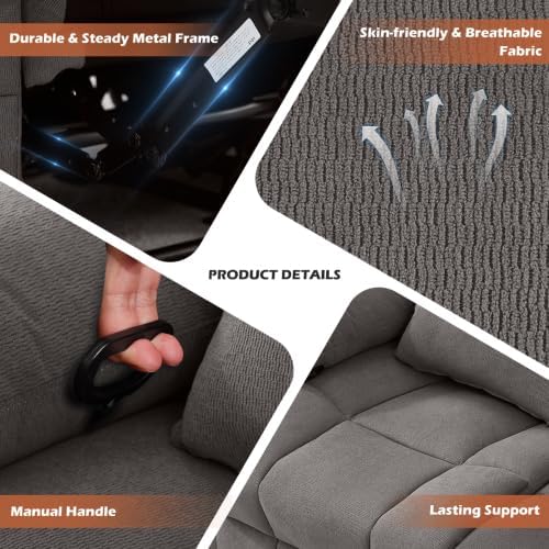 Recliner Loveseat Sofa with Cup Holders 2-Seater Fabric Reclining Couch Manual Recliner Chairs Wall Hugger for Living Room Small Spaces Home Theater RV Love Seats (Gray -2 Seats)