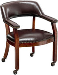 Convenience Concepts Take a Seat Dillon Rolling Armchair 25.25 - Traditional Accent with Wheels Transitional Swivel Desk or Table Chair for Office &amp Dining Room Espresso Vegan Leather
