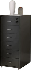 File Cabinet Six Drawer Cabinet Office with Lock Storage Cabinet Iron Data File Storage Cabinet (Color : Black)