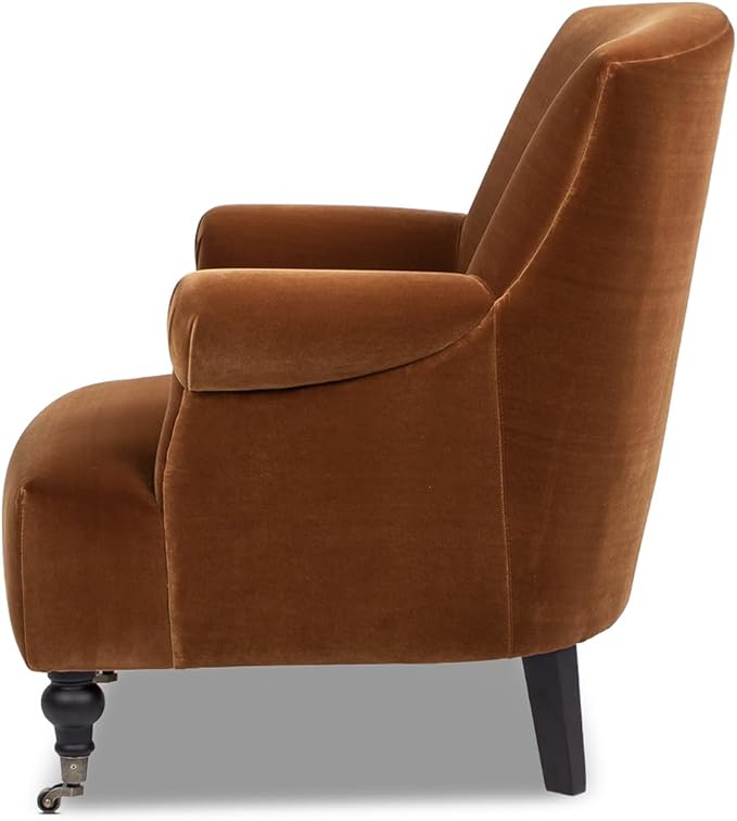 Jennifer Taylor Home Eloise 30 Pleated Sock Arm Accent Armchair Burnt Orange Performance Velvet