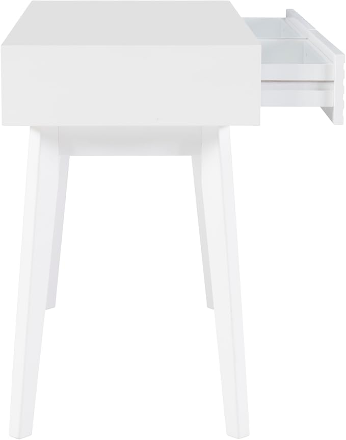 Powell Cason White Wooden Two Drawer Ripples Desk