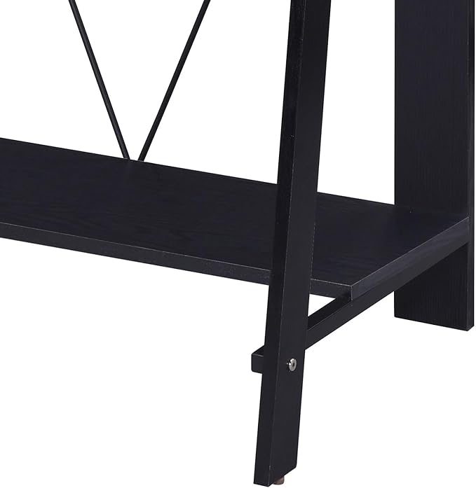 Black Writing Desk with Upper Shelf