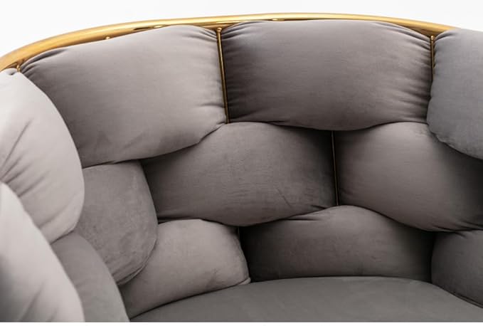 Luxury Modern Simple Leisure Velvet Single Sofa Chair Bedroom Lazy Person Household Dresser Stool Manicure Table Back Chair (Gray + Velvet-1)