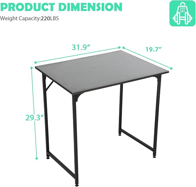 Small DeskComputer DeskMetal Frame Office DeskStudy TableModern Simple Style Desk for Home OfficeDesk 32 InchSmall Tables for Small SpacesAdjustable Leg PadsBlack