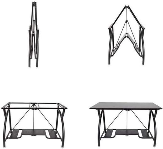 Origami 2-Pack Folding Table Desk Portable Office Furniture with Rolling Wheels Black