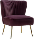 Purple Color Modern Chair for Living Room 29.5 in. D X 26 in. W X 31 in. H Size Foam Filled Velvet Seat Wood Frame Gold Legs Channel Tufted Backrest | All Season Pretty Plum Shade