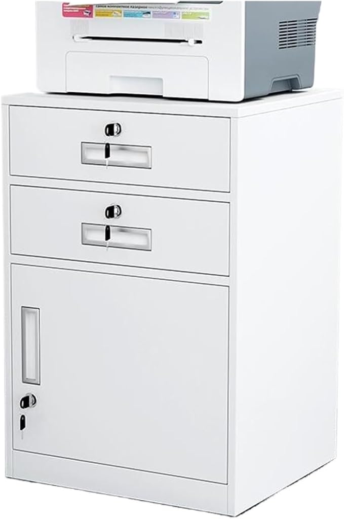 File Cabinet Under The Desk Storage Storage Cabinet with Lock Drawer Cabinet File Data Cabinet Tin File Cabinet (Color : White)