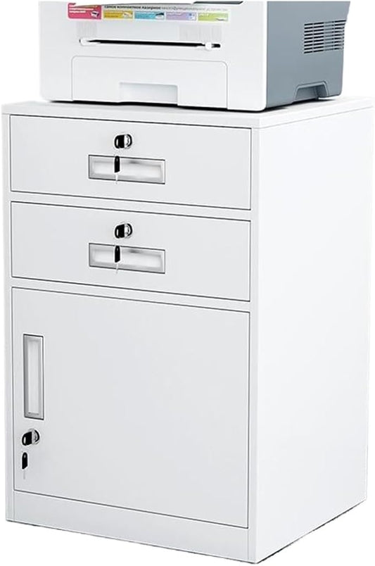 File Cabinet Under The Desk Storage Storage Cabinet with Lock Drawer Cabinet File Data Cabinet Tin File Cabinet (Color : White)