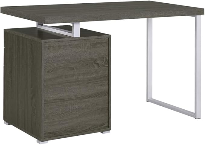 3-Drawer Office Desk in Weathered Grey Finish