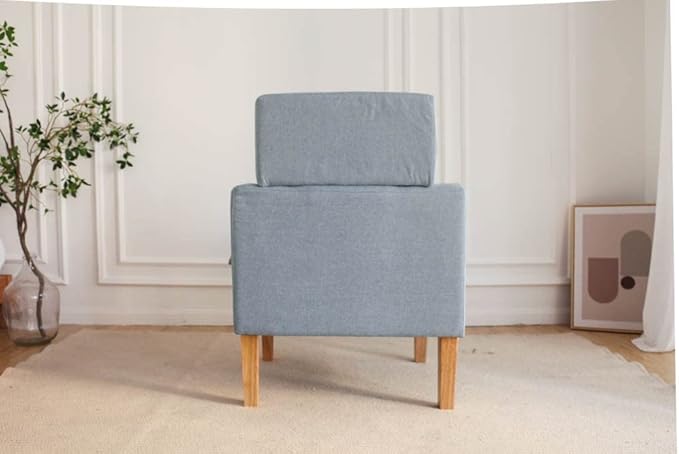 TAKUKA Modern Accent Chair with Ottoman SetComfy Fabric Armchair with Footrest Upholstered Chair with Side Pocket Soft Reading Lounge Chair for Living RoomBedroomOffice (Water Blue)