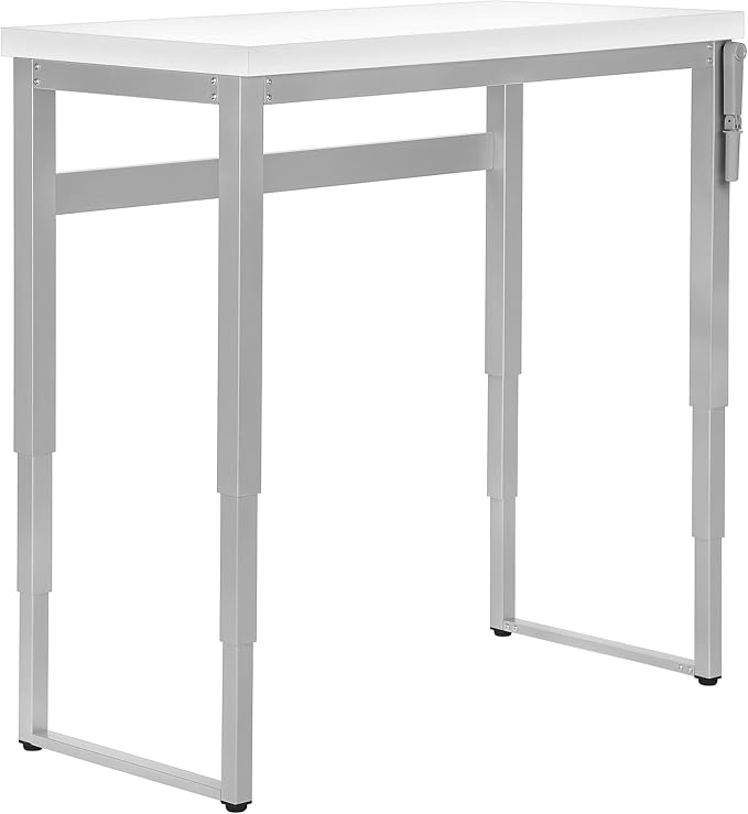 Penau Adjustable Computer Desk Modern Home Office Standing Desk 48 Inch White Laminate Table with Grey Metal Legs Multi-Functional Workstation