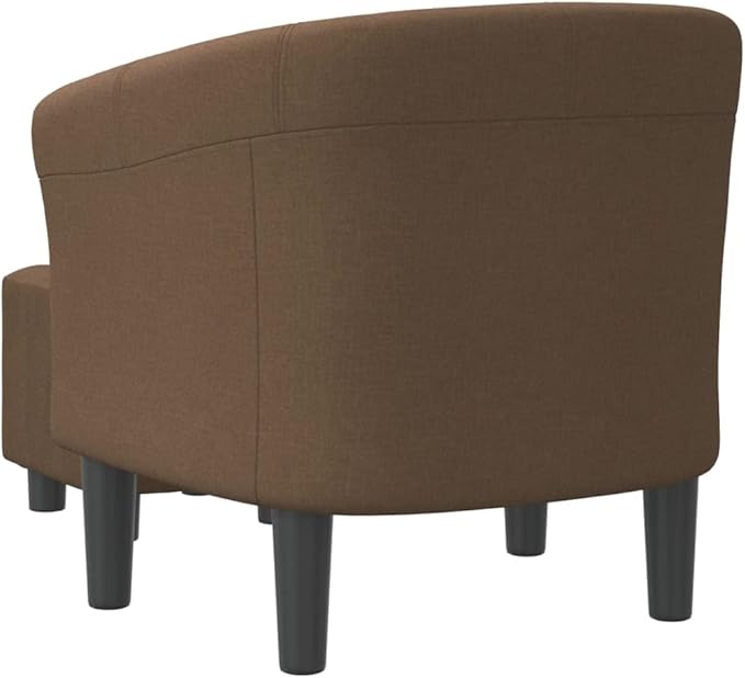 vidaXL Modern Tub Chair with Footstool in Brown Fabric - Comfortable Seating Experience with Thick Padding and Durable Fabric Ideal for Living Room Bedroom Office