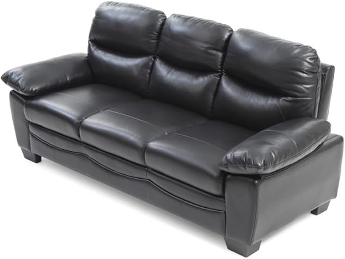Glory Furniture Marta Faux Leather Sofa in Black