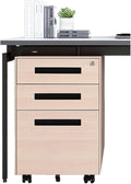 Office Storage File Cabinet Office Drawer Tin Movable Storage Short Cabinet Household Wood Grain Lockable Mobile Push Cabinet (C)