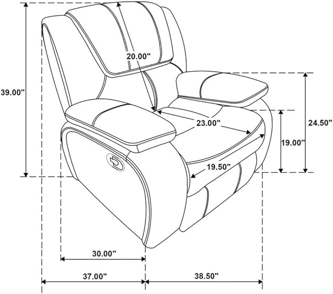 Pemberly Row Faux Leather Upholstered Glider Recliner Chair Black Manual Recline 38 H x 37.75 W x 38.25 D Plush Foam Cushions Padded Arms Wall Hugger Living Room or Den Seating