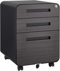 3-Drawer Mobile Filing Cabinet with Lock Metal Filing Cabinet to be Installation Required (Black Wood)
