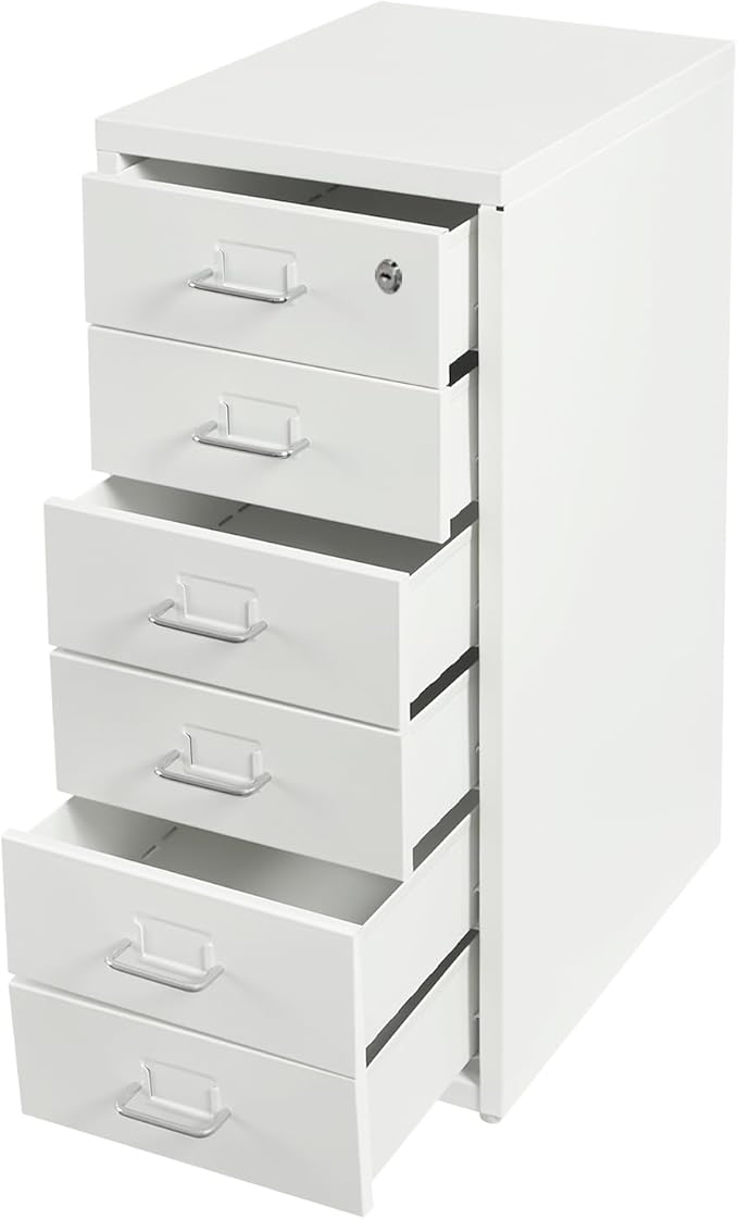 6 Tiers File Cabinet with Lock Steel Office Filing Cabinets Vertical File Storage Cabinet with Wheels Filing Organization Storage Cabinets for Home Office Storing Files Letter Stamps