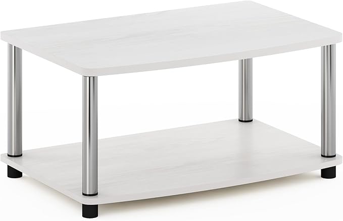 Furinno Turn-N-Tube Printer Stand with Storage 2-Tier Printer Table Under Desk Printer Stand for CPU Office Supplies Home Office White Oak