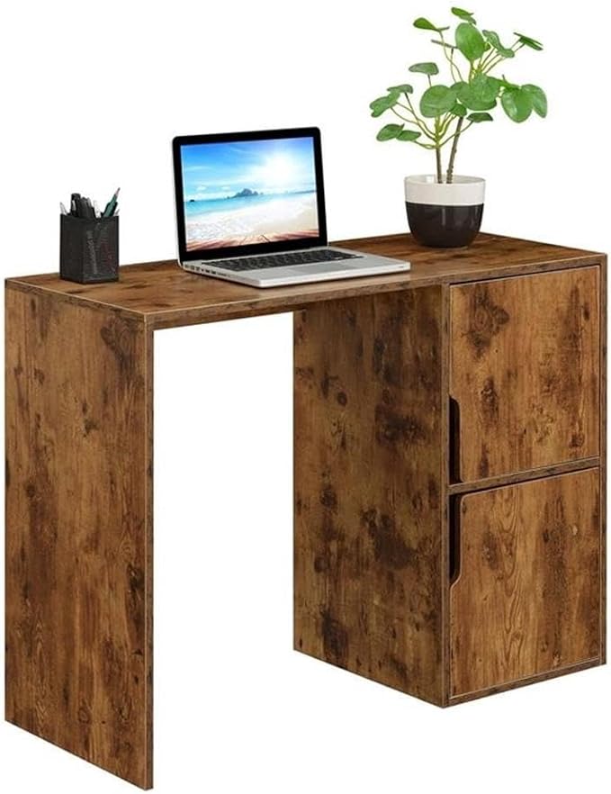 UrbanPro Student Desk with Storage Cabinets 40.25 x 15.75 x 29.5 in Particleboard and Melamine Veneer Nutmeg Wood Grain Finish Contemporary Home Office Desk with Concealed Storage