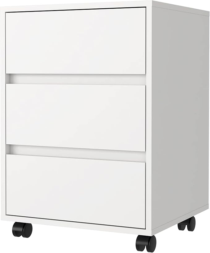 Modern 3 Drawer Small File Cabinet with LockFiling Cabinets for Home OfficeUnder Desk Locking Drawers Storage Cabinet OrganizerWhite