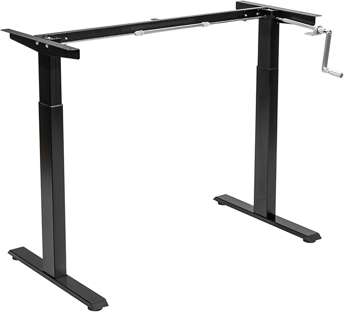 Tangkula Hand Crank Stand Up Desk Frame Manual Height Adjustable Standing Workstation with Foldable Crank Handle Cable Management Tray Headphone Hook Ergonomic Sit Stand Desk Frame for Home Office