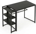PioneerWorks 35-Inch Home Office DeskFolding Computer Desk with 3 Storage ShelfHome Computer Table Gaming Desk for Bedroom Home Office Dorm Apartmen Study Gaming WritingBlack