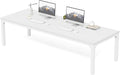 LITTLE TREE Two Person Desk 78.7 Inches Extra Long Computer Desk Wooden Large Office Desks with Strong Metal Legs Double Desks for 2 People Writing Study Desk for Home Office White