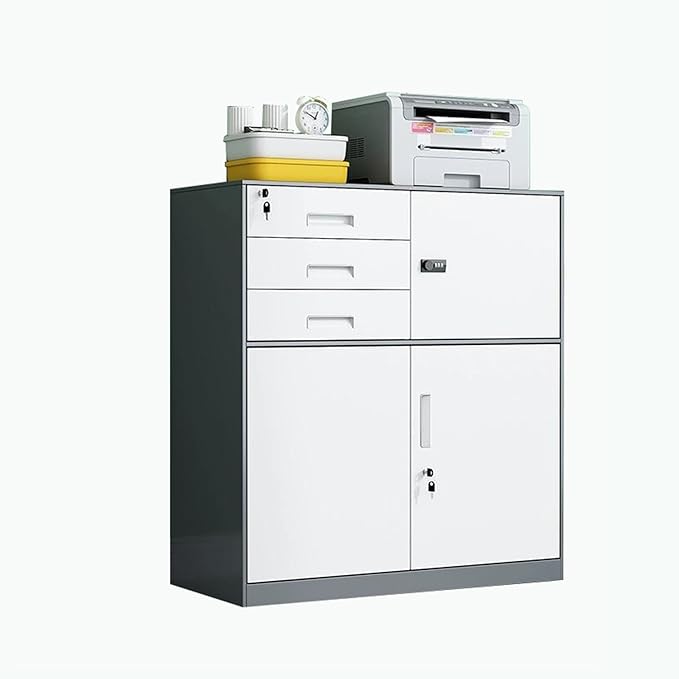 Filing Cabinet with Locking Tin Data File Cabinet Office Multi-Drawer Double Drawer Storage Cabinet Floor Short Cabinet (Color : Grey)